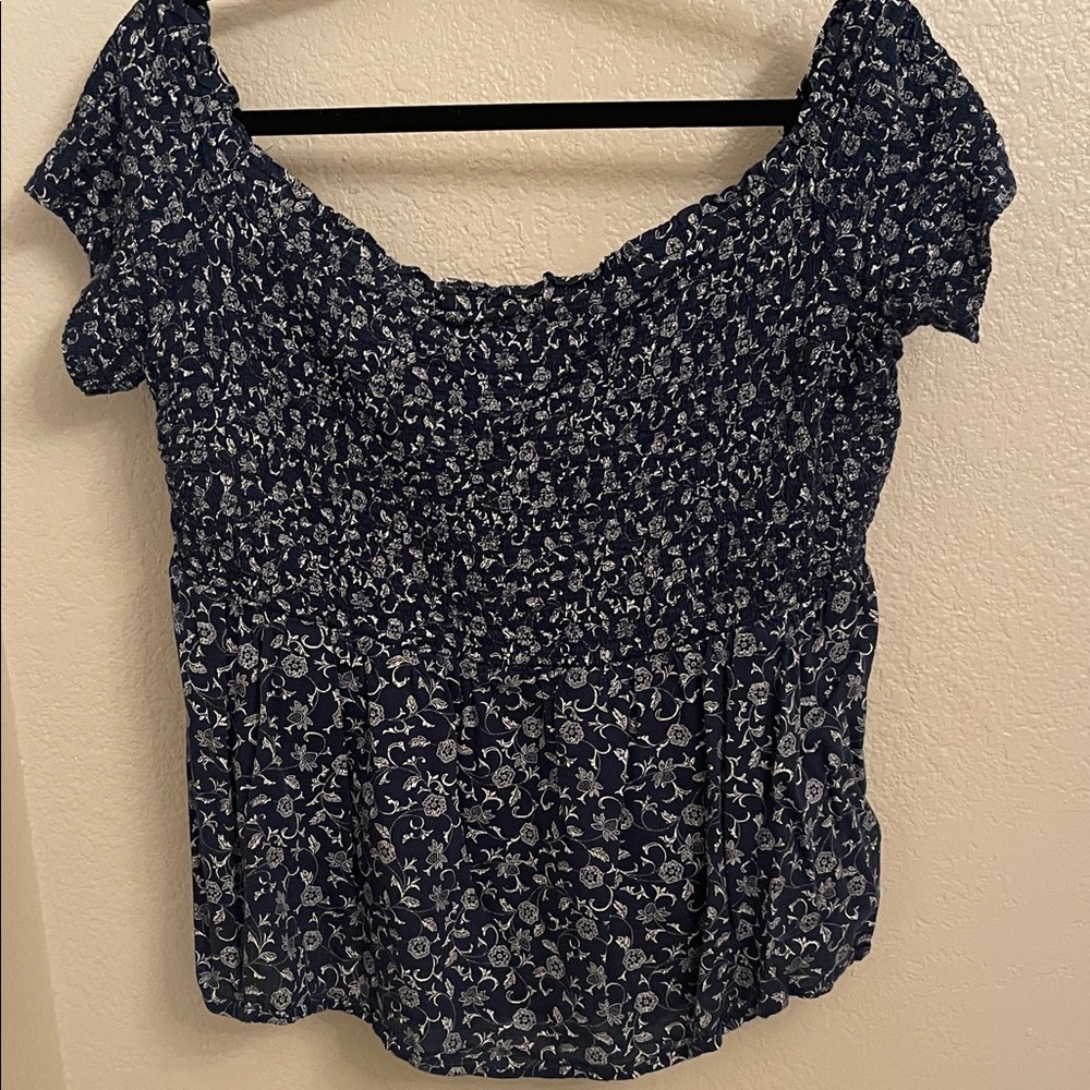 Old Navy Navy Blue Floral Blouse